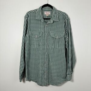 Filson Washed Feather  Shirt Men's Sz Medium Silver Pine Green Gingham Used